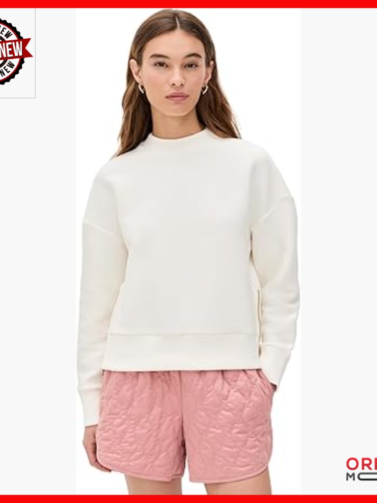 Cropped Crewneck Sweatshirt With Side Zips, Ribbed Knit, Relaxed Fit